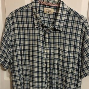 The Normal Brand Navy and White Plaid Linen blend shirt